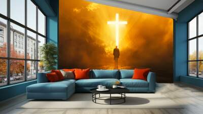 Silhouette of worship Wall mural