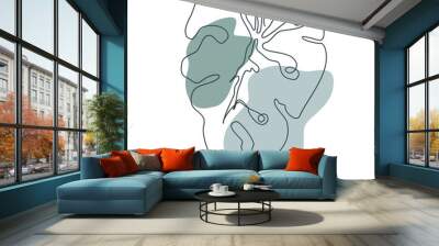 Leaf line art.  Wall mural