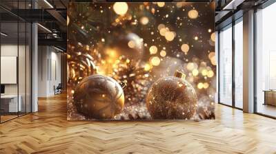 Holiday Magic Atmosphere A 3D scene capturing the essence of holiday magic with sparkling effects and festive decorations, isolated background 50 keywords Wall mural