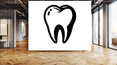 Isolated black and white vector illustration of human teeth on white background.	 Wall mural