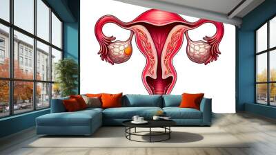 Isolated vector illustration of female ovary anatomy on white background. Wall mural