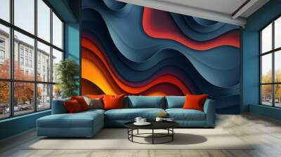 abstract background, organic shape gradient orange and blue color shadow background Wall mural