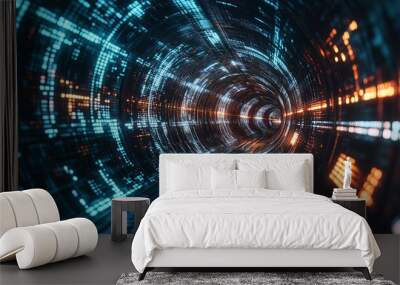 abstract  tunnel showing the future of digital technology Wall mural