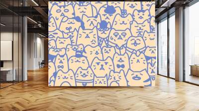 Cute cat background and wallpaper (orange-blue) Wall mural