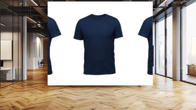 Dark blue sleeveless T-shirt. t-shirt front view three positions on a white background Wall mural