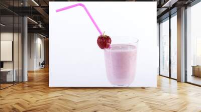 Milk shake made from strawberry. Isolated Wall mural