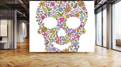  floral skull isolated on white background Wall mural