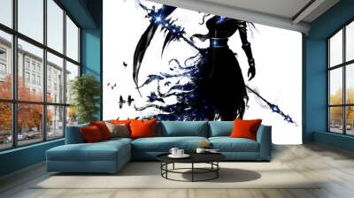 Female necromancer with a huge scythe Wall mural