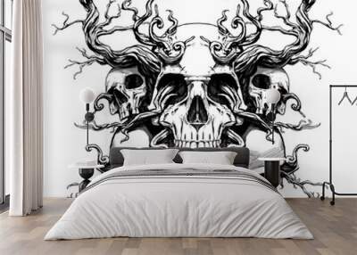 skulls of people in roots Wall mural