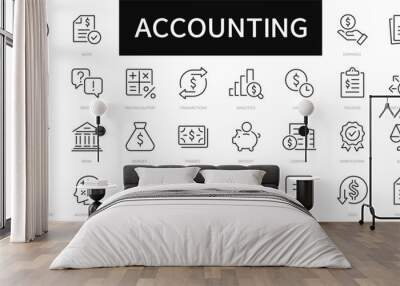 Accounting thin line icons set. Financial audit, invoice, taxes, business, report icon. Vector Wall mural