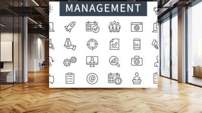 Business and management line icons set. Management icon collection. Vector illustrator Wall mural