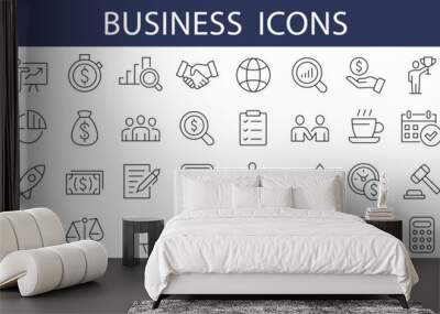 Business thin line icons set. Business editable stroke icons. Vector illustration Wall mural