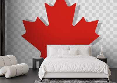 Canada leaf on transparent background with shadow. Vector Wall mural