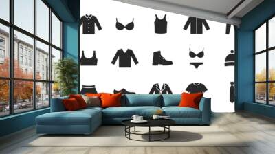 Clothes icons set isolated on white background. Clothing icons. Vector Wall mural