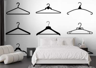 Different clothes hanger silhouette collection. Vector Wall mural