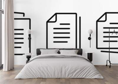 Document line icon. Paper document icons set. File symbol. Vector Wall mural