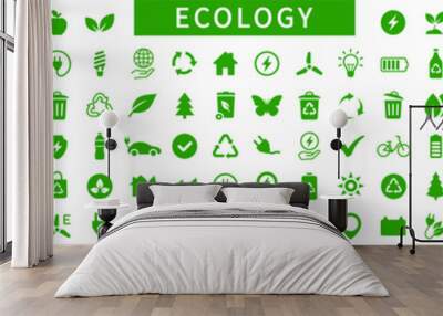 Ecology icons set. Ecology symbol collection. Nature icon. Eco green icons. Vector illustration Wall mural