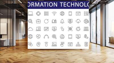 Information technology thin line icons set. Information Technology - IT editable stroke icon collection. Programming, Network, Website, Process, Internet, Data, Technology symbol. Vector Wall mural