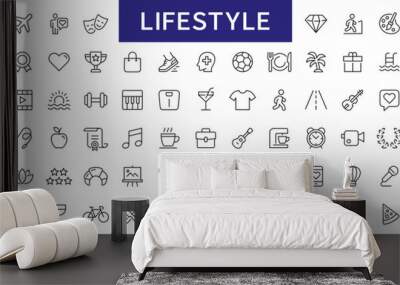 Lifestyle thin line icons set. Healthy lifestyle symbols collection. lifestyle icon. Vector Wall mural