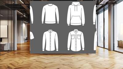 Male clothes types. Clothes set. Vector illustration Wall mural