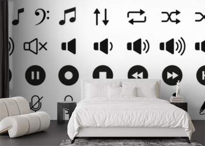 Music and sound icon set. Music sign. Vector Wall mural