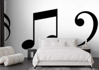 Music notes icons set. Vector Wall mural