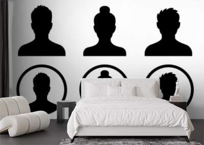 Profile icon. Avatar icons set. Male and female head silhouettes. Vector Wall mural