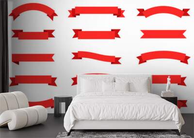 Ribbon banner set. Ribbons collection. Red ribbons. Vector ribbon Wall mural