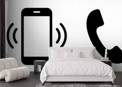 Ringing phone simple icon set. Smartphone ringing. Phone sign. Vector Wall mural