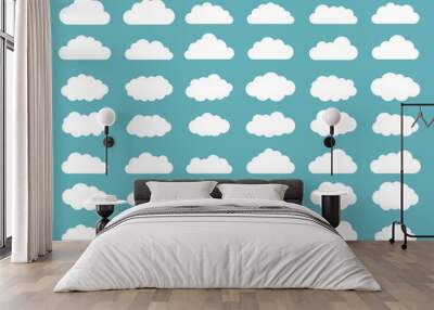 Set of clouds. Cloud icon. Vector illustration. Wall mural