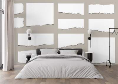 Torn sheets of paper. Torn paper strips set. Vector illustration Wall mural