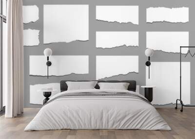 Torn sheets of paper. Torn paper strips set. Vector Wall mural