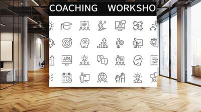 Training and Workshop thin line icons set. Coaching, education, seminar icon. Vector Wall mural