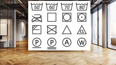 Washing symbols set. Laundry icons. Vector illustration Wall mural