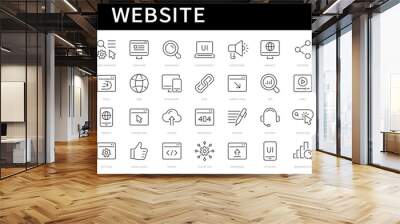 Website thin line icon set. Website symbol. Web, internet, search, homepages editable stroke icons. Vector Wall mural