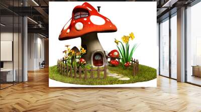 Fairy mushroom house 3D illustration	 Wall mural