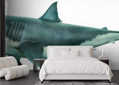 Great white shark side view 3D illustration Wall mural