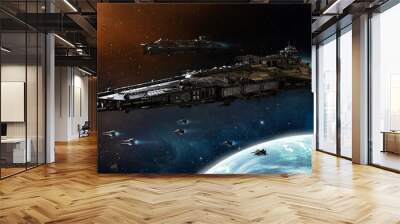 space ship fleet 3D illustration Wall mural