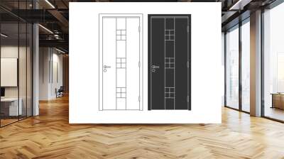 Modern wooden opened and closed door vector in different positions realistic set isolated illustration. Flat Door Vector Collection Pro Vector.  House door icon. Simple illustration of house door vect Wall mural