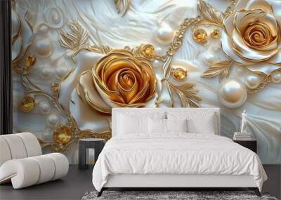 Gold Rose & Pearls. Wall mural