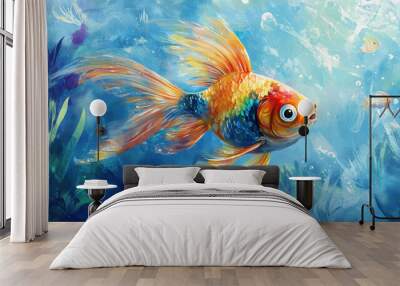 Goldfish Underwater. Wall mural