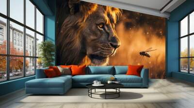 Lion Sunset Fly. Wall mural