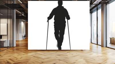 Nordic Walking Silhouette. Wall mural