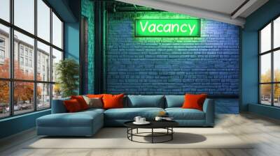 Vacancy Sign Brick Wall. Wall mural