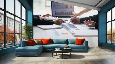 Finance and Business Planning Ideas. Brainstorming Meeting Business people are consulting business marketing and are analyzing investment strategies. Wall mural