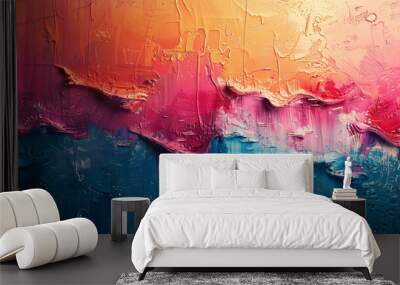 Hand-painted wall illustration with a grunge texture and vibrant colors Wall mural