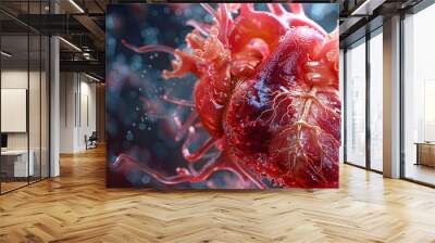 Medical illustration of a man with transparent skin displaying fungal infection in the lungs Wall mural