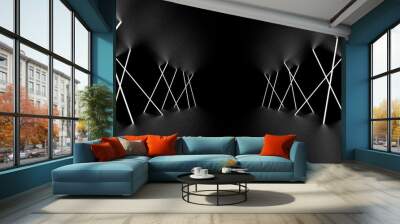 White laser light glow in the dark room. 3D Illustration. Wall mural