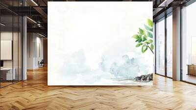 Entrepreneur planting tree saplings, environmental initiative, Watercolor style Wall mural