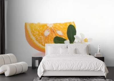 Orange and flower set on white background Wall mural